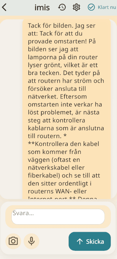 IMIS updates answer after user adds router photo